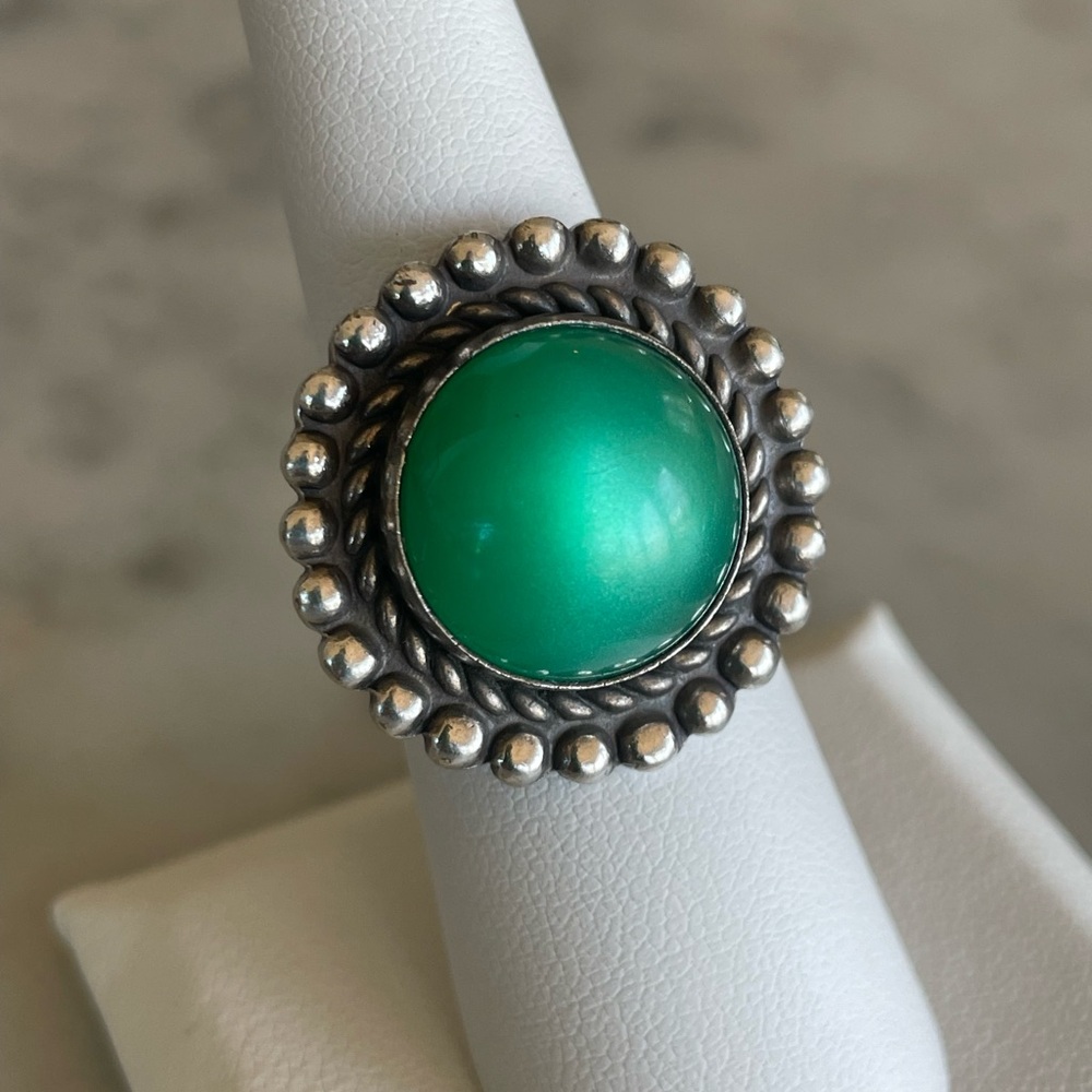 Vintage 1970’s “Sanford” Sterling Silver Green stone ring